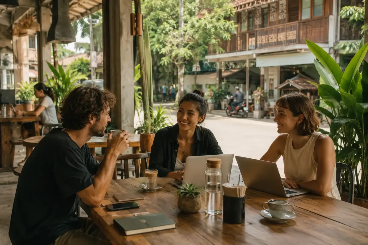 Digital nomads working and connecting in Chiang Mai, Thailand