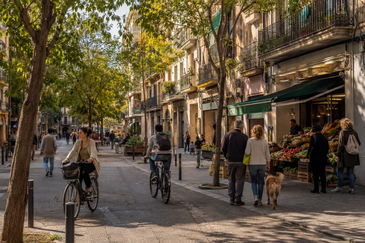Everyday late-afternoon life in a Barcelona neighborhood